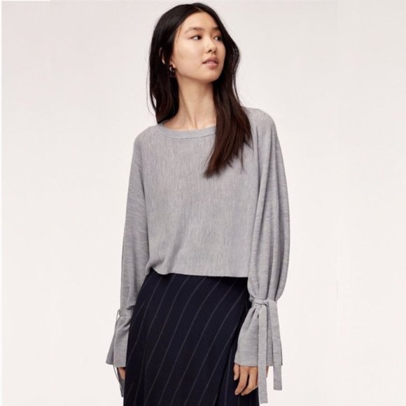 Aritzia Sweaters - Aritzia Wilfred Emmy Cropped Cuff-Tie Wool Sweater sz S